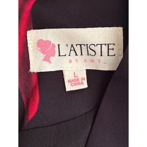 L'ATISTE By Amy Womens Baroque Floral Chain Print Long Sleeve Dress L - Picture 5 of 9